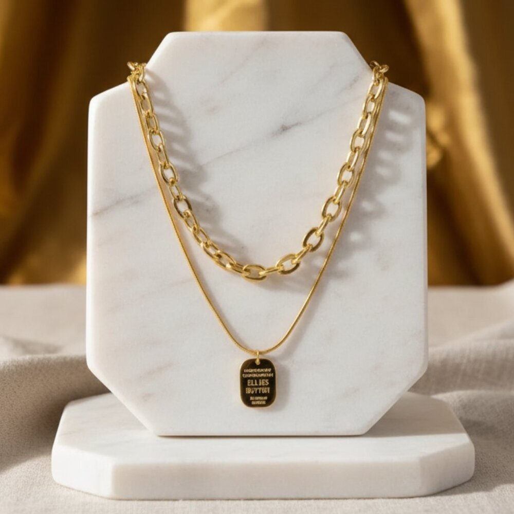 Minimalist Chic Luxe Trendy Layered Necklace Set 18K Gold Plated Stainless Steel